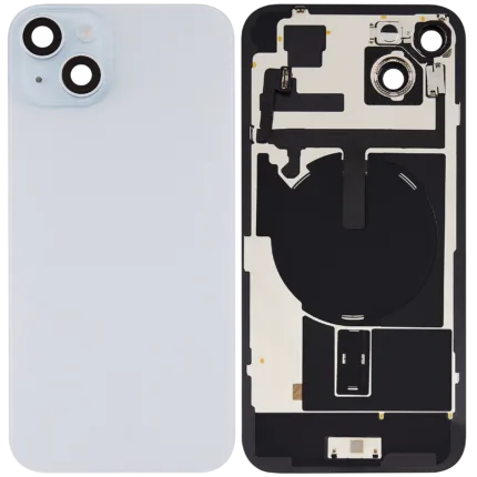 İphone 15 Plus İle Uyumlu Arka Cam Kapak Çelik Plakalı Kablosuz NFC Şarjlı MagSafe Mıknatıslı