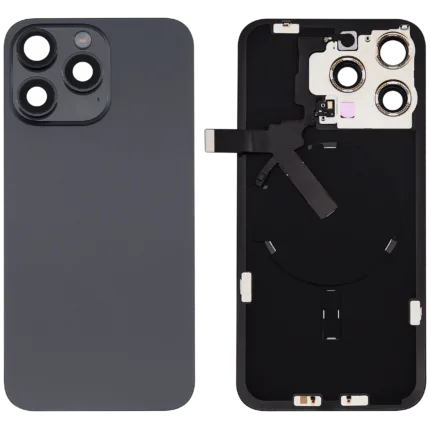 İphone 15 Pro Max İle Uyumlu Arka Cam Kapak Çelik Plakalı Kablosuz NFC Şarjlı MagSafe Mıknatıslı