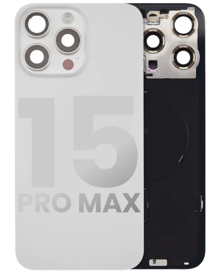 İphone 15 Pro Max İle Uyumlu Arka Cam Kapak Çelik Plakalı Kablosuz NFC Şarjlı MagSafe Mıknatıslı