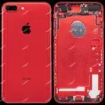 İphone 7 Plus İle Uyumlu Kasa Kapak Set Kırmızı İçi Boş (Logolu) 1/1 Kasa