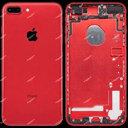 İphone 7 Plus İle Uyumlu Kasa Kapak Set Kırmızı İçi Boş (Logolu) 1/1 Kasa